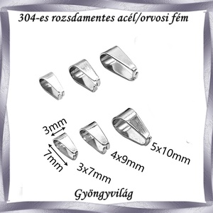 304 Nemes acél ékszerkellék: medálkapocs NAMK 05 több méretben - kellékek & szerszámok - gyöngy, ékszerkellék - egyéb alkatrész - Meska.hu