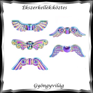 Ékszerkellék: köztes / díszítőelem / gyöngy BKÖ 1S 51 2db/csomag /angyalszárny, Kellékek & szerszámok, Gyöngy, ékszerkellék, Fém köztesek, Ékszerkészítés, MESKA