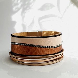 Cuff női karkötö beige- oarany - ékszer - karkötő - karperec - Meska.hu