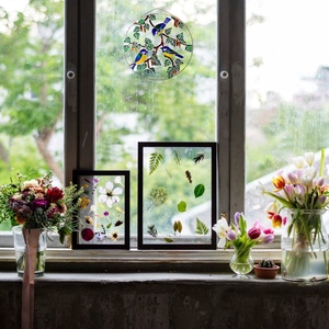 Cinkék faágon üvegfestmény, ablakdekor - otthon & lakás - dekoráció - kép & falikép - üvegkép - Meska.hu