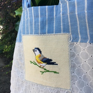 BLUETIT. Könnyű cinkés shopper/szaladgálós nyárra. - táska & tok - bevásárlás & shopper táska - shopper, textiltáska, szatyor - Meska.hu