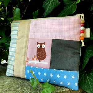 SLEEPY OWL. Patchwork baglyos sminkcucc-tartó/pipere, Táska & Tok, Neszesszer, Varrás, Patchwork, foltvarrás, MESKA