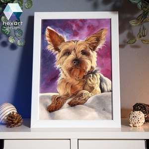 Yorkie portré 02 - eredeti akril festmény / Yorkshire terrier , Művészet, Festmény, Akril, Fotó, grafika, rajz, illusztráció, Festészet, MESKA