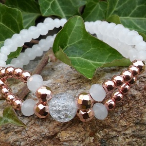 Rose gold elegant, Ékszer, Gyöngyös karkötő, Karkötő, Gyöngyfűzés, gyöngyhímzés, Ékszerkészítés, MESKA