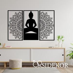 3 részes Buddha Mandala falikép fából, Otthon & Lakás, Dekoráció, Spiritualitás, Mandala, , MESKA