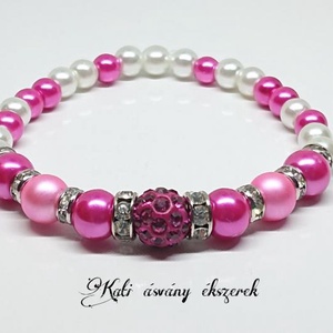 Pink Shamballa karkötő, Ékszer, Karkötő, Bogyós karkötő, Gyöngyfűzés, gyöngyhímzés, MESKA