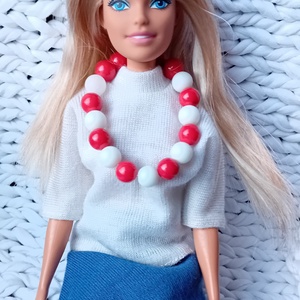 Barbie piros gyöngyös nyaklánca - ékszer - karkötő - gyöngyös karkötő - Meska.hu