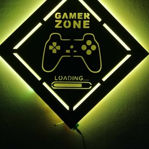 Game Zone Led-es háttér világítású falikép, Otthon & Lakás, Dekoráció, Fali és függő dekoráció, Falra akasztható dekor, Famegmunkálás, MESKA