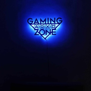 GAMING ZONE led-es háttér világítású falikép - otthon & lakás - dekoráció - fali és függő dekoráció - falra akasztható dekor - Meska.hu