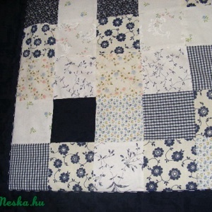 patchwork takaró,kék virágos - otthon & életmód - lakástextil - ágytakaró - Meska.hu