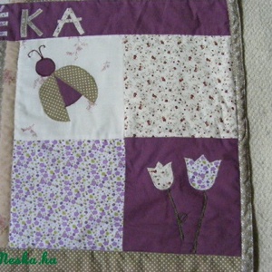 Lilás-drappos patchwork takaró, névre szóló -  - Meska.hu