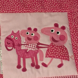 patchwork falvédő,takaró, falvédő, Peppa malac, és Kockás fülű nyúl - otthon & életmód - babaszoba, gyerekszoba - falvédő gyerekszobába - Meska.hu