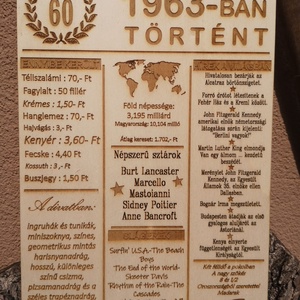 60 éves jubileum, azaz 1963-ban történt, Otthon & Lakás, Dekoráció, Kép & Falikép, Táblakép, Famegmunkálás, MESKA