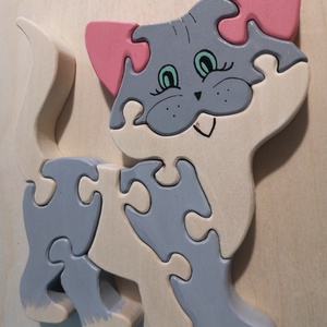 Cica puzzle - játék & sport - készségfejlesztő és logikai játék - montessori szivárvány, waldorf játékok - Meska.hu