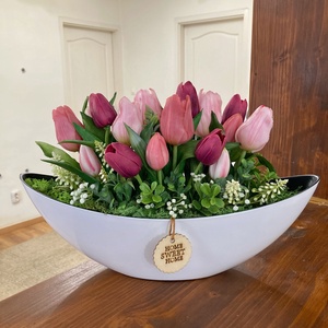 Tulipnos asztaldísz 40 cm, Otthon & Életmód, Dekoráció, Asztal és polc dekoráció, Asztaldísz, Virágkötés, MESKA