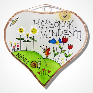 Köszönök mindent!  - virágos - Üveg, Üvegkép, Otthon & Lakás, Dekoráció, Kép & Falikép, Üvegkép, Üvegművészet, Festett tárgyak, MESKA