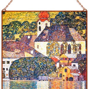 Gustav Klimt - Lago di Garda, Otthon & Lakás, Dekoráció, Kép & Falikép, Üvegkép, Üvegművészet, MESKA