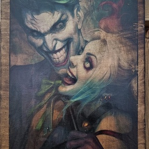 Joker és Harley fakép, Otthon & Életmód, Dekoráció, Dísztárgy, Decoupage, transzfer és szalvétatechnika, MESKA