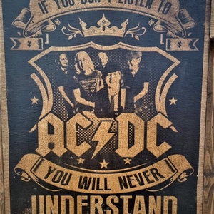 ACDC  fakép, Otthon & Életmód, Dekoráció, Dísztárgy, Decoupage, transzfer és szalvétatechnika, MESKA