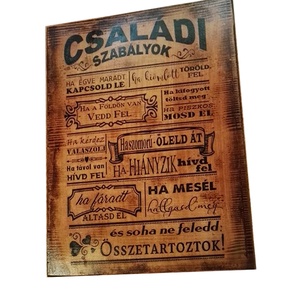 Családi szabályok fakép, Otthon & Életmód, Dekoráció, Dísztárgy, Decoupage, transzfer és szalvétatechnika, MESKA