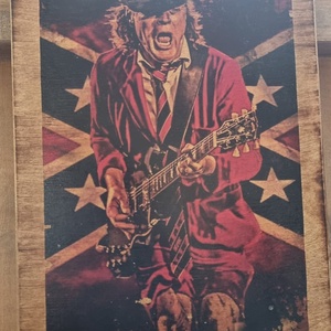 Angus Young AC DC fakép, Otthon & Életmód, Dekoráció, Dísztárgy, Decoupage, transzfer és szalvétatechnika, MESKA