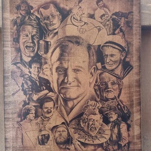 Robin Williams fakép, Otthon & Életmód, Dekoráció, Dísztárgy, Decoupage, transzfer és szalvétatechnika, MESKA