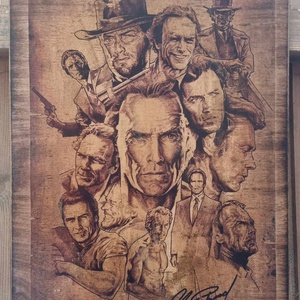 Clint Eastwood fakép, Otthon & Életmód, Dekoráció, Dísztárgy, Decoupage, transzfer és szalvétatechnika, MESKA