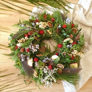 Élő fenyős adventi koszorú - Merry Berry, Karácsony, Adventi díszek, Adventi koszorú, Virágkötés, MESKA