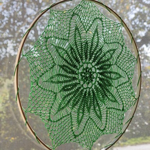 Zöld horgolt mandala 40 cm - Meska.hu