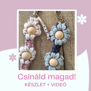 Csináld magad! Virágos kulcstartó, makramé táskadísz újrahasznosított fonalból, DIY (Csináld magad), Egységcsomag, Csomózás, Mindenmás, MESKA