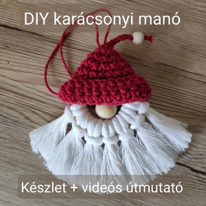 DIY csomag gyerekeknek, Csináld magad! Makramé karácsonyi manó, karácsonyfadísz, autódísz, , DIY (Csináld magad), Egységcsomag, Csomózás, Mindenmás, MESKA