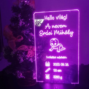 Babaköszöntő 3 D-s LED  lámpa, 7 színű - Meska.hu