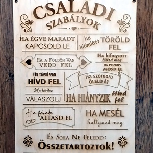 Családi szabályok fa tábla (nagy méret) - otthon & lakás - dekoráció - kép & falikép - fából készült kép - Meska.hu