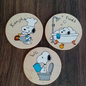 Ajtójelölő tábla, ajtó jelölő tábla, ajtódísz, kopogtató, névtábla, felirat. - Snoopy wc - otthon & életmód - dekoráció - ajtó- és ablak dekoráció - ajtótábla - Meska.hu