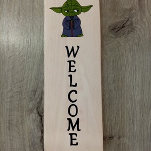 Yoda welcome tábla, Isten hozott tábla, Otthon & Lakás, Ház & Kert, Házszám, Festészet, Festett tárgyak, MESKA