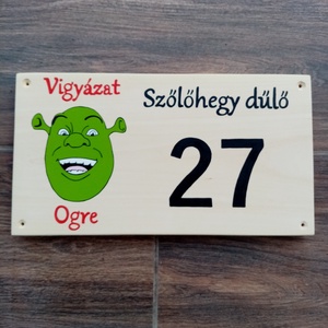 Vicces Shrek házszám, házszámtábla, utcatábla-  házszám ., Otthon & Lakás, Ház & Kert, Házszám, Festészet, Festett tárgyak, MESKA