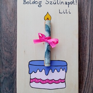 Születésnapi pénzátadó, fa tábla, ajándék- Többféle színben - otthon & életmód - dekoráció - asztal és polc dekoráció - díszdoboz - Meska.hu