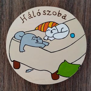 Simon's cat- Hálószoba ajtójelölő tábla, ajtó jelölő tábla, ajtódísz, kopogtató - otthon & életmód - dekoráció - ajtó- és ablak dekoráció - ajtótábla - Meska.hu