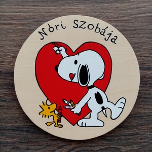 Snoopy ajtójelölő tábla, ajtó jelölő tábla, ajtódísz, kopogtató - otthon & életmód - babaszoba, gyerekszoba - gyerek névtábla - Meska.hu