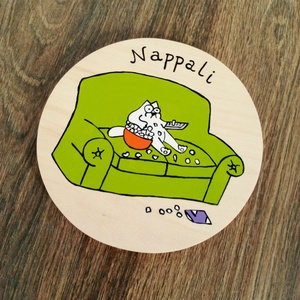 Simon' cat  - Nappali tábla . Ajtójelölő tábla, ajtó jelölő tábla, névtábla, felirat, kopogtató - otthon & életmód - dekoráció - ajtó- és ablak dekoráció - ajtótábla - Meska.hu