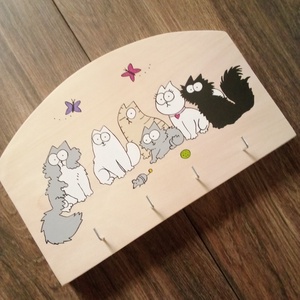 Simon's cat fali kulcstartó, fali kulcsakasztó, kulcsakasztó, fogas - otthon & életmód - dekoráció - fali és függő dekoráció - fali kulcstartó - Meska.hu