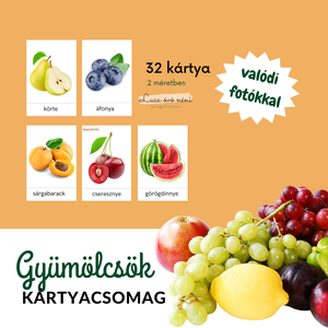 Gyümölcsök kártyacsomag (nyomtatható PDF), Játék & Sport, Készségfejlesztő és Logikai játék, Oktató játékok, Fotó, grafika, rajz, illusztráció, MESKA