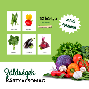 Zöldségek kártyacsomag (nyomtatható PDF), Játék & Sport, Készségfejlesztő és Logikai játék, Oktató játékok, Fotó, grafika, rajz, illusztráció, MESKA