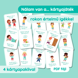 Nálam van a... kártyajáték rokon értelmű igékkel, Játék & Sport, Készségfejlesztő és Logikai játék, Oktató játékok, Fotó, grafika, rajz, illusztráció, MESKA