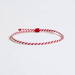 Karácsonyi karkötő - Christmas Candy Cane (vékony) - Red - White, Ékszer, Karkötő, Fonott karkötő, Csomózás, MESKA