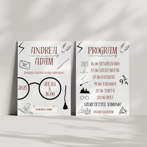 Esküvői meghívó Harry Potter stílussal + program - Meska.hu