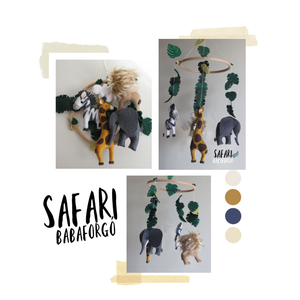 Safari Babaforgó, Zsiráf, Elefánt, Oroszlán, Zebra, baba, kismama, babaváró - játék & sport - 3 éves kor alattiaknak - kiságyforgó - Meska.hu