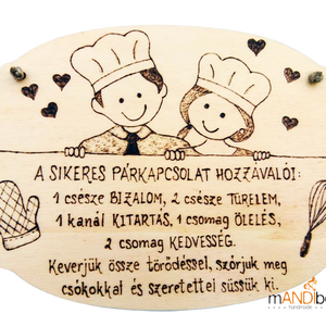 Párkapcsolat hozzávalói pirogravírozott kép Valentinnapra, évfordulóra - otthon & életmód - dekoráció - ajtó- és ablak dekoráció - ajtódísz & kopogtató - Meska.hu