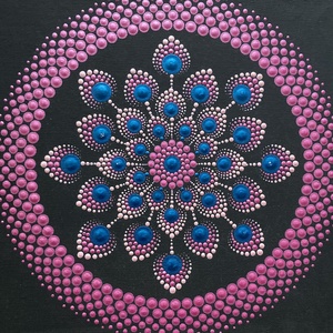 Kék-magenta pontozott mandala, Otthon & Lakás, Dekoráció, Spiritualitás, Mandala, Festett tárgyak, MESKA