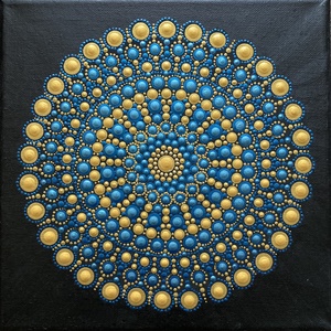 Kék-arany pontozott mandala, Otthon & Lakás, Dekoráció, Spiritualitás, Mandala, Festészet, MESKA